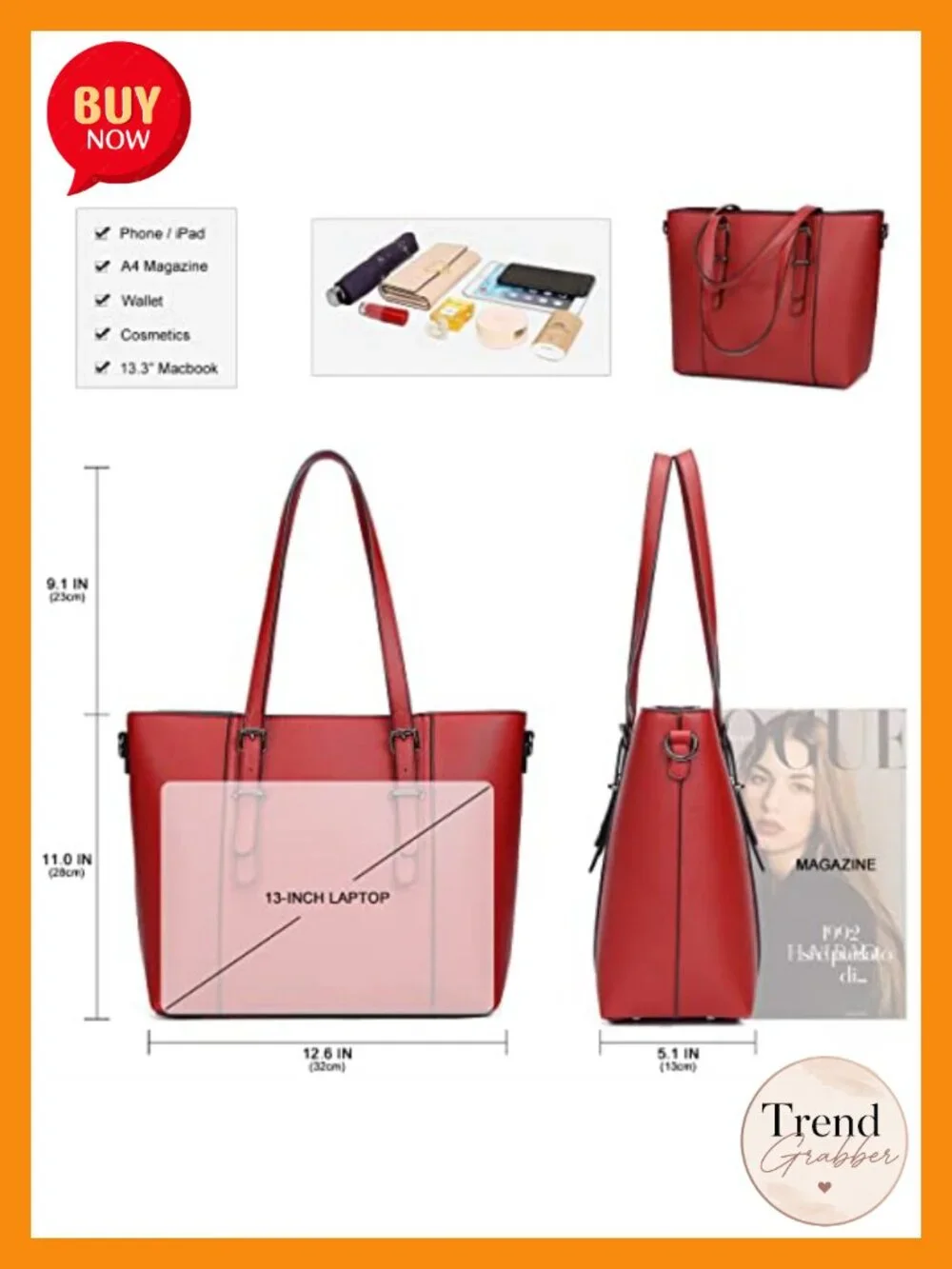 Faux Leather Satchel Handbag Purse with Adjustable Strap Tote Shoulder Bag
